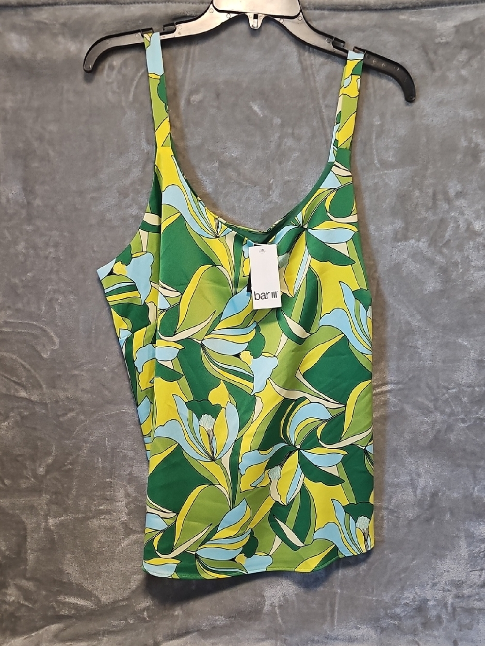 NWT Bar III Bright Green Multi Floral Cami Tank Sz 1X